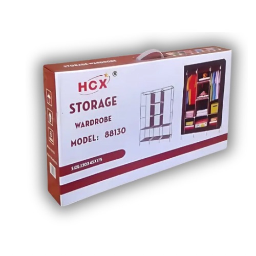 Armoire de rangement en tissu – 6 compartiments – Structure métallique – 130 × 45 × 175 cm